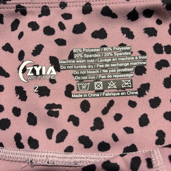 ZYIA Sz  2 Lavender Black Pattern Workout Exercise Activewear 7/8 Leggings - Picture 7 of 7